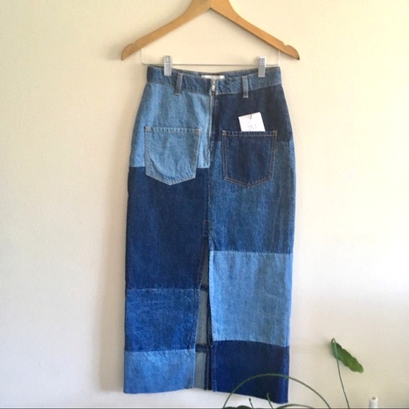 Zara Colourblock Denim Skirt - Picture 4 of 14